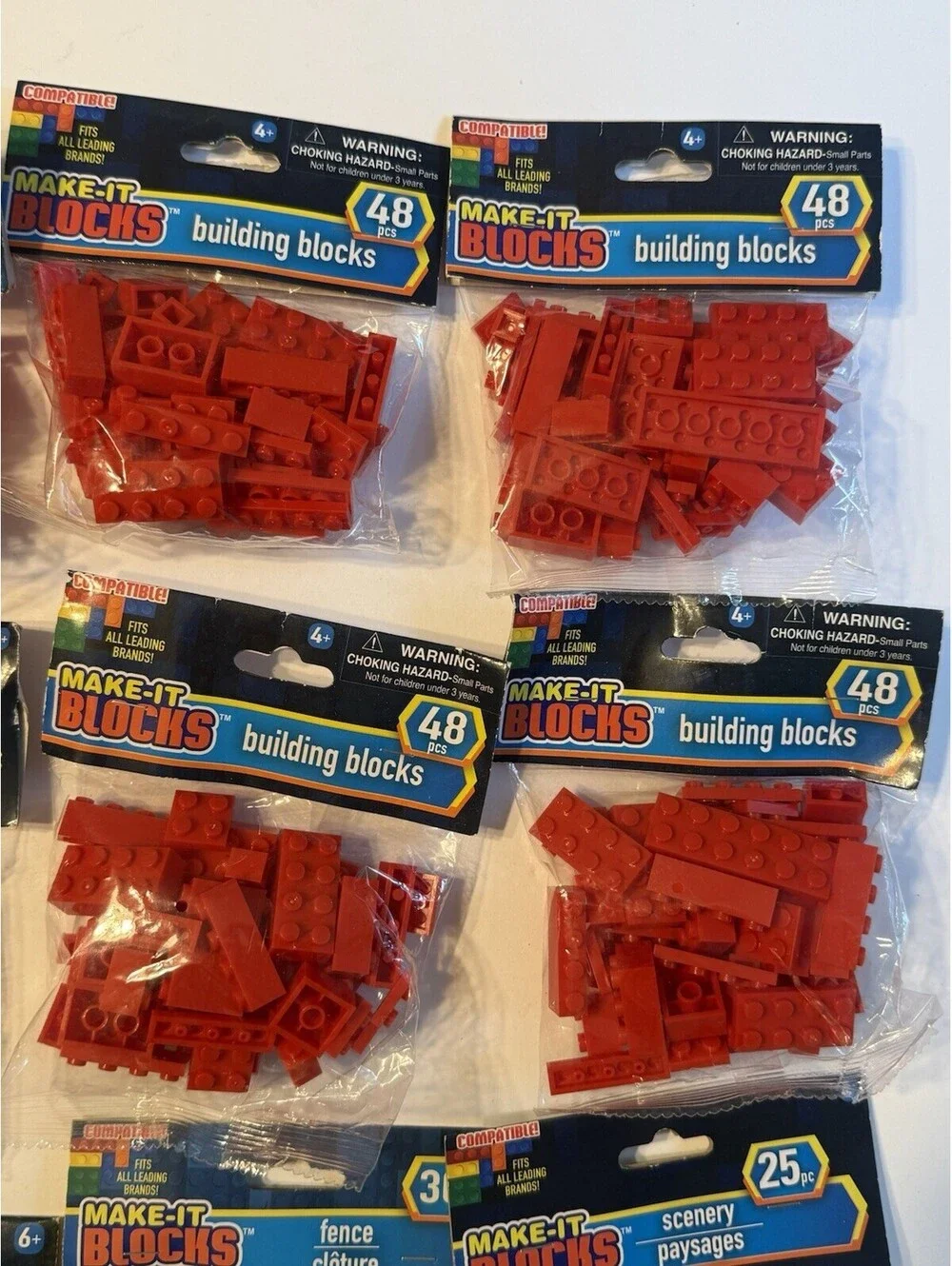 Lot If 11 Make-It Blocks Set, Fits All Leading Brands, Light Ups, Colors, Plate